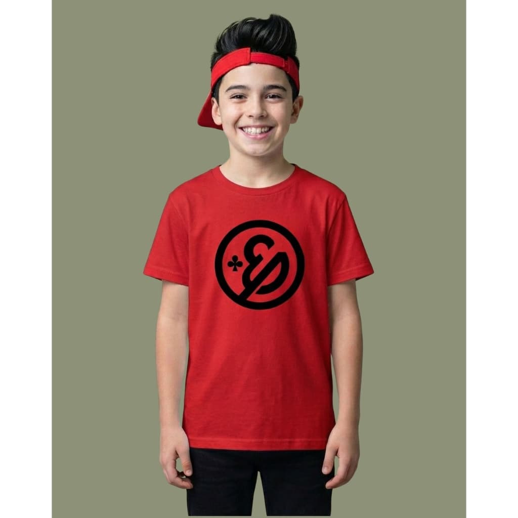 Camiseta 100% Algodão Infantil Vermelha Logo Enaldinho YouTuber