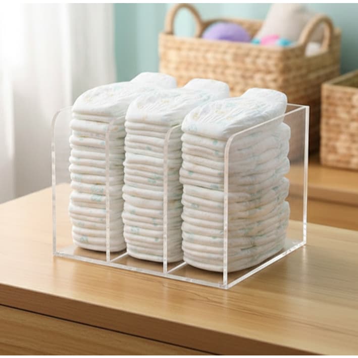 Organizador de fraldas Caixa Organizadora Porta Organizador Caixa Fralda Quarto Bebe Acrílico