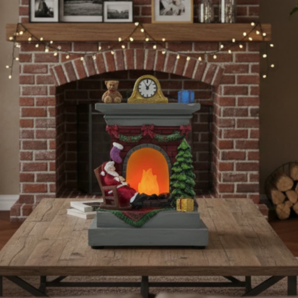 ENFEITE DE LUXO NATAL LAREIRA COM LUZ 13CM