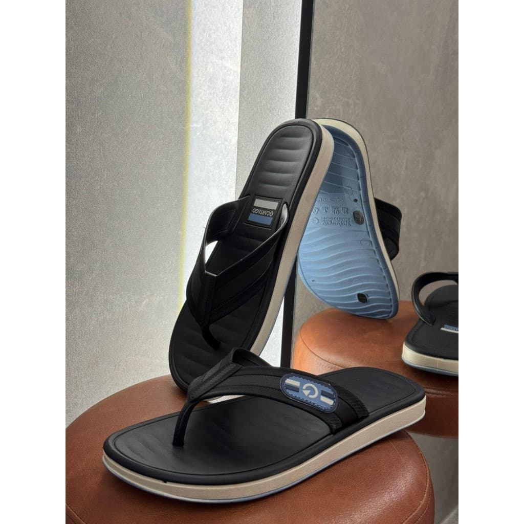 Chinelo Cartago Paris II Masculino Anatômico Conforto Casual Dia a Dia Cinza Preto Azul