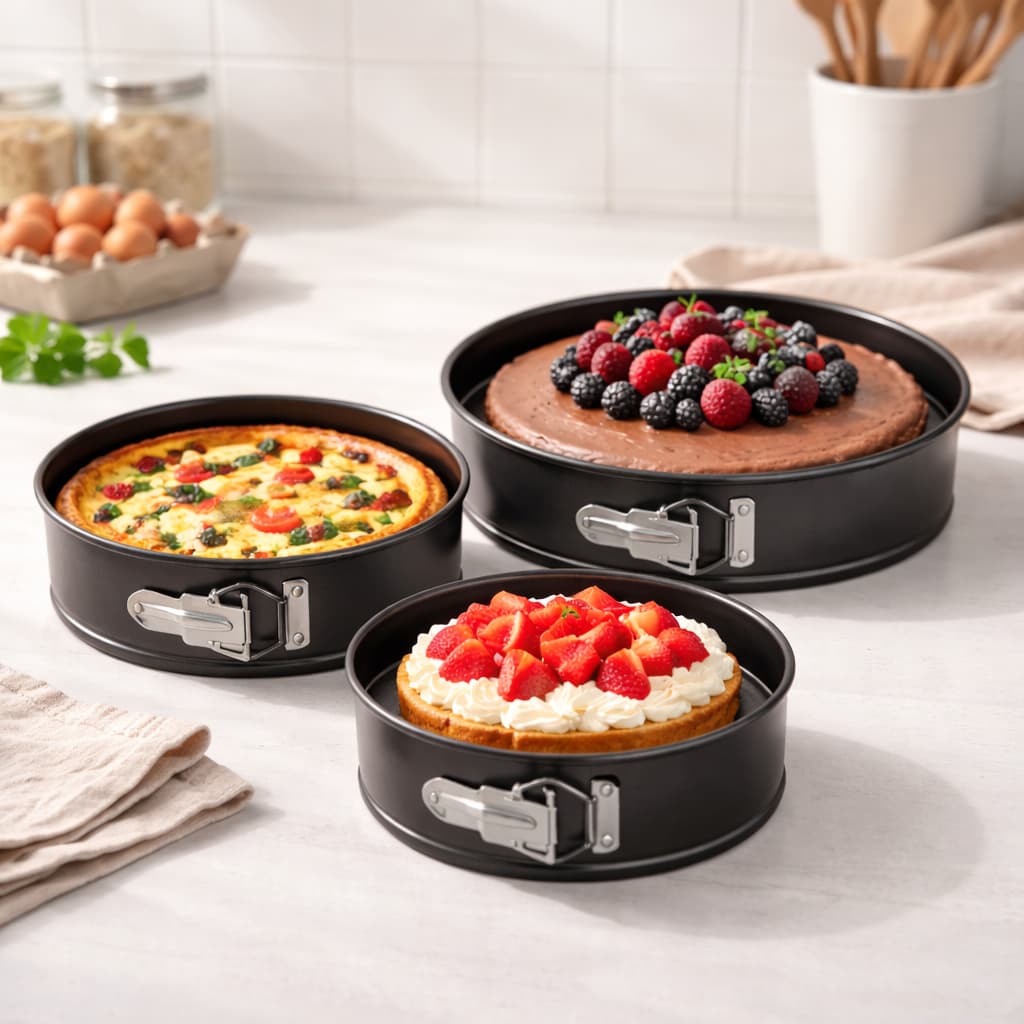 Kit 3 formas de Bolo Torta Antiaderente C/Fundo Removível Redonda Versátil 28, 26, 24 cm Alta Qualidade em Aço Cabono