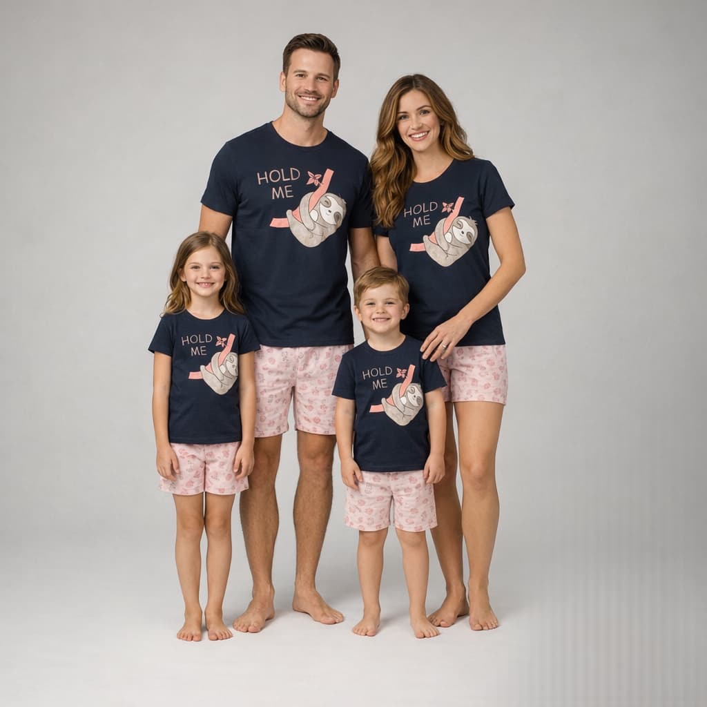 Kit Família Pijama Bicho Preguiça Adulto e Infantil - Pijamas Iguais e Confortáveis
