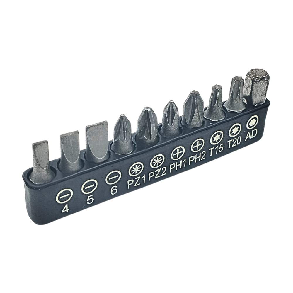 Jogo Kit 10un Ponteiras Bits DOBB Parafusadeira e Furadeira Jogo de Chave Fenda Philips Torx Pozidriv Reforçado