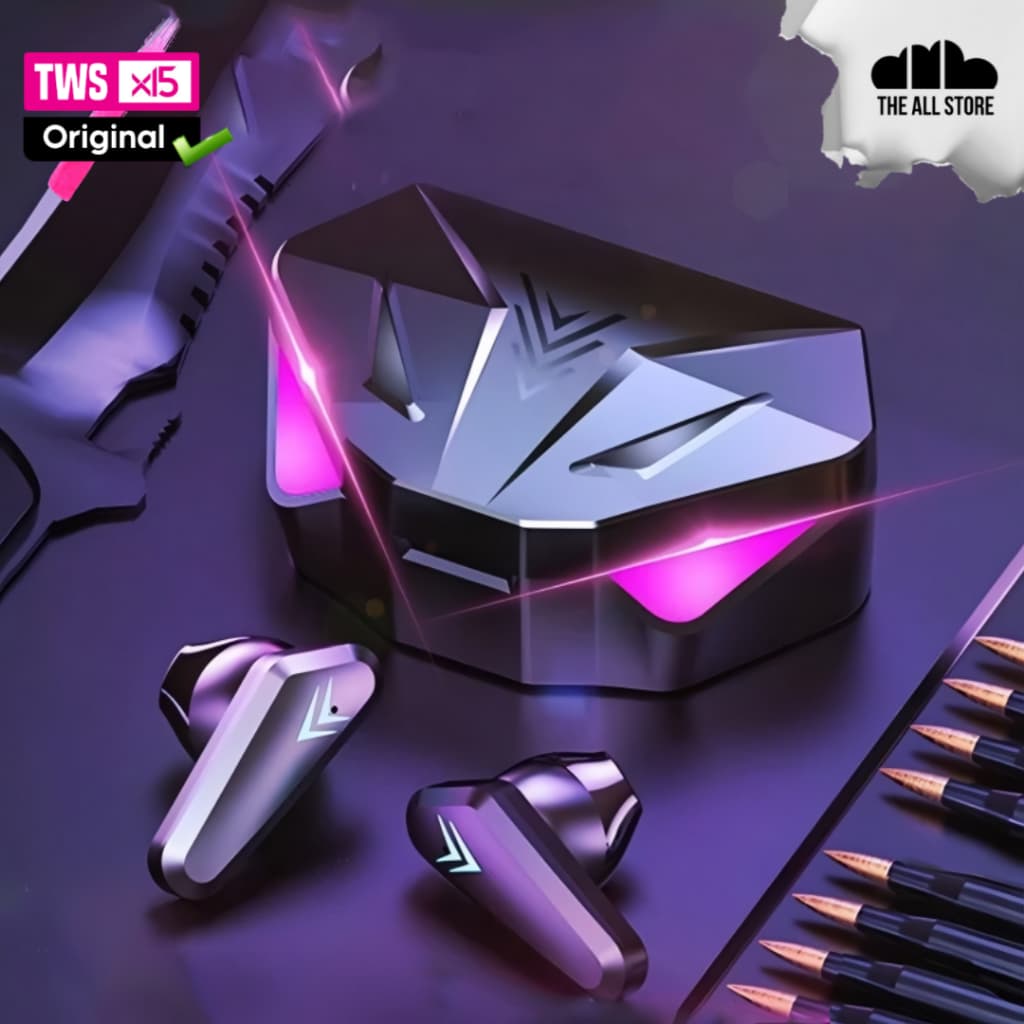 Fone de Ouvido Gamer Bluetooth 5.0 TWS X15 Baixa Latência P/ Jogos Bateria de Longa Duração Estéreo