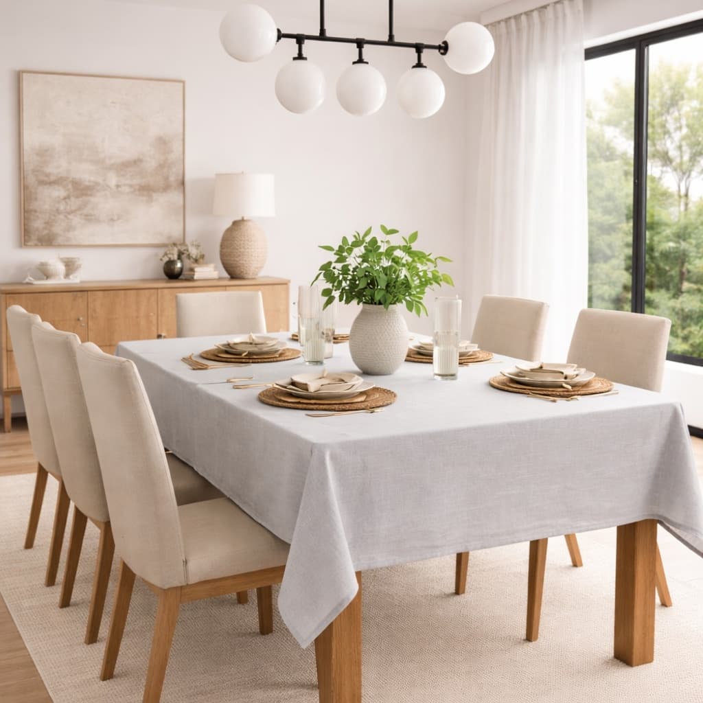 Toalha de Mesa Grande Retangular 10 Lugares Linho Rústico 2,90 x 1,40 Gourmet Cozinha Sala de Jantar Mesa Posta