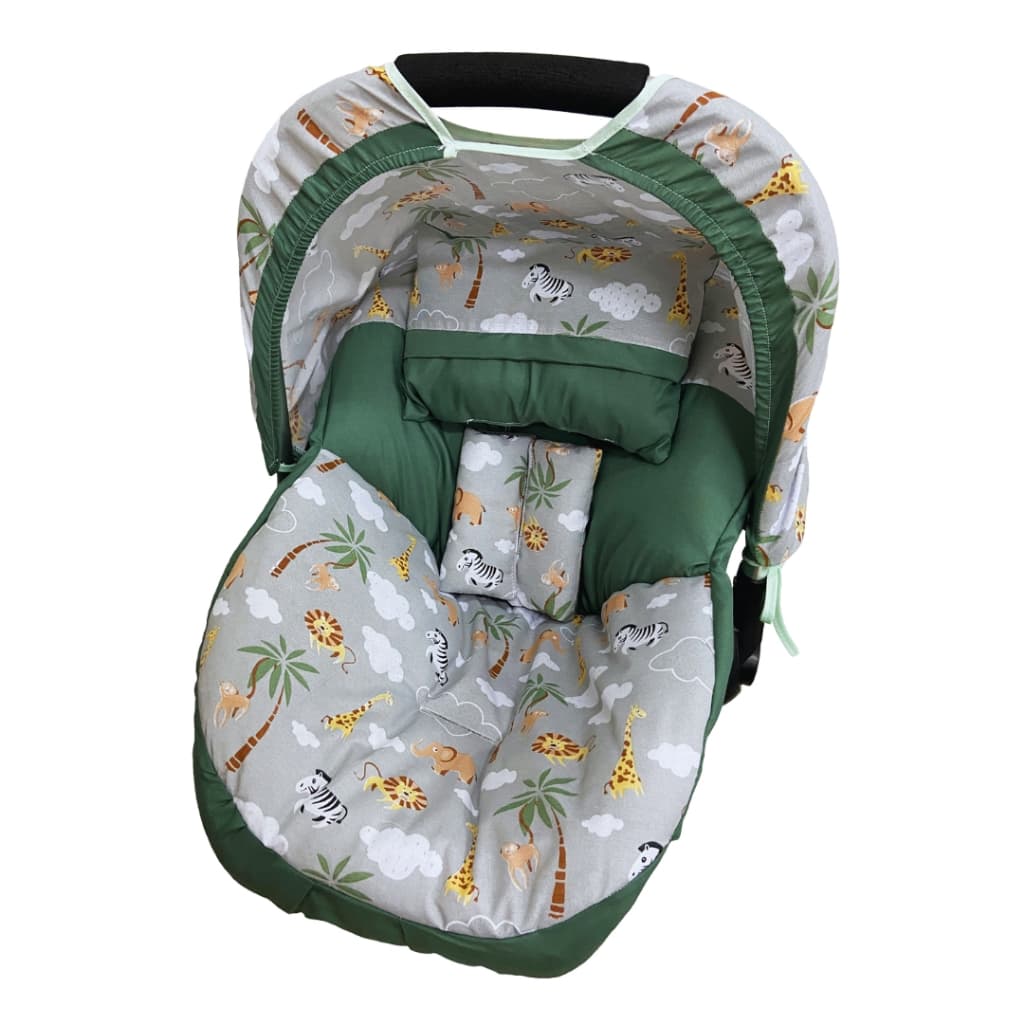 Kit Capa Bebê Conforto C/ Protetores de Cinto, Capota, Almofadinha 100% Algodão - Serve de 0 a 13 Kg