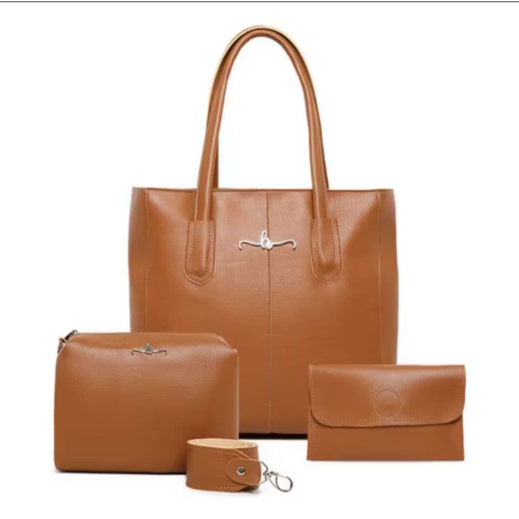 Kit Bolsa Feminina Mão Ombro Lançamento Grande Muito Espaço com Nécessaire e Carteira