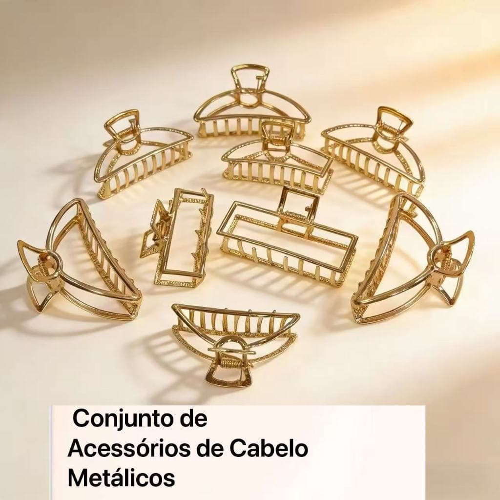 Presilhas de Cabelo Metálicas com Recorte | Simples e Versáteis, Crie um Visual Chique Sem Esforço