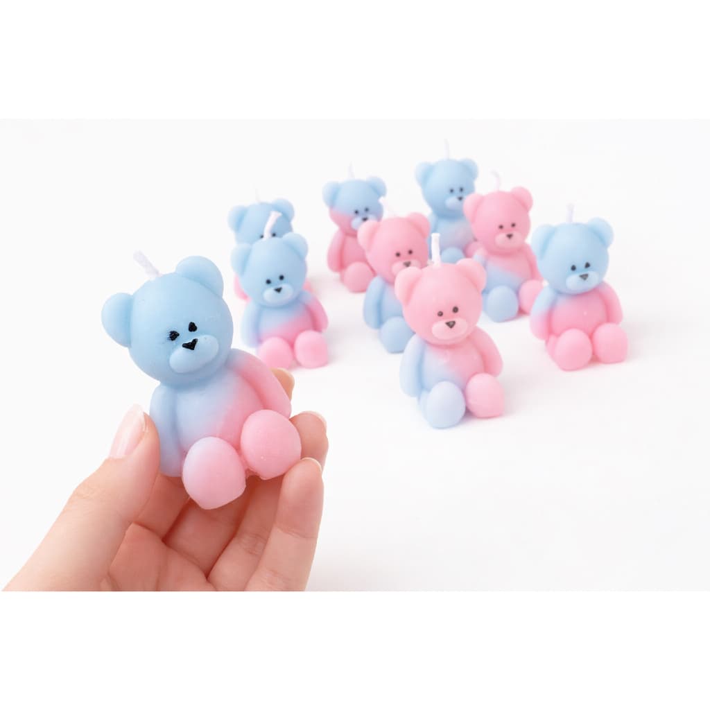 Kit 10 Lembranças de Chá Revelação | Mini Vela Ursinho Decoração de Festa