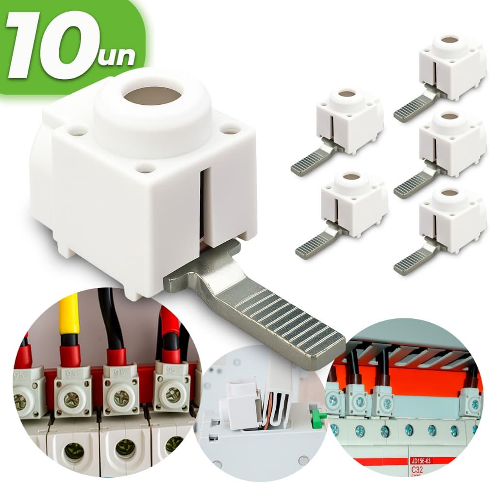 Kit 10x Conector Genérico 6 a 25mm Saida frontal Terminal P/ Disjuntor Interruptor Terminal Elétrico