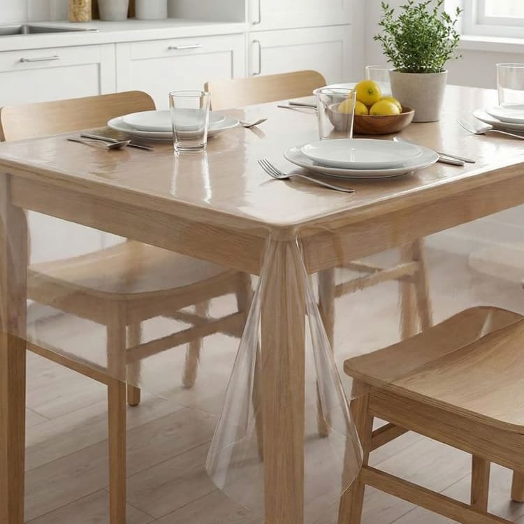 Toalha de Mesa PVC Transparente 0,15 mm Impermeável Proteção Conservação