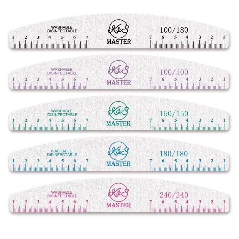 Kit com 10 Lixas Reguá Unha Porcelana Acrygel Fibra K&S