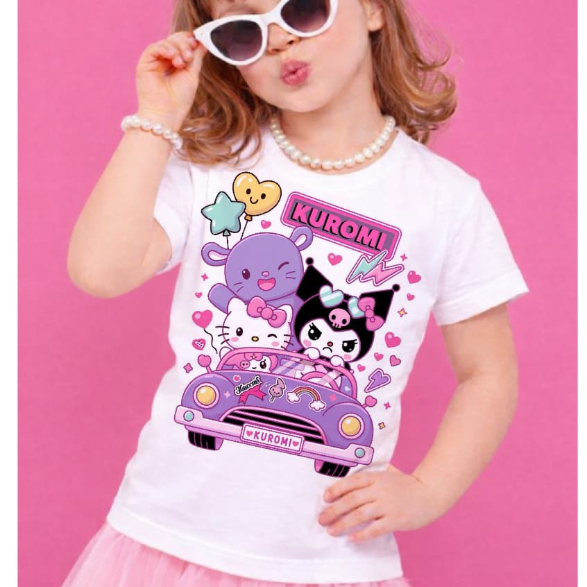 CAMISETA MENINA KUROMI HELLO KITTY MY MELODY, blusa infantil moda blogueirinha paty