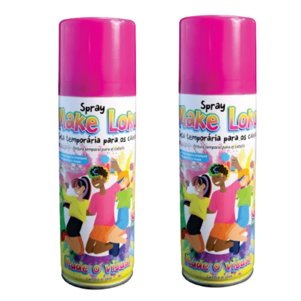 Kit 2 Spray Make Loko Tintas De Cabelo Rosa Vibrante Rosa