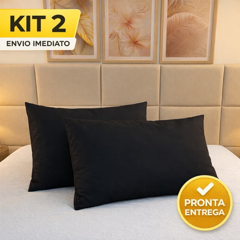 kit 2 travesseiros mais capa com zíper antialérgico médio/alto
