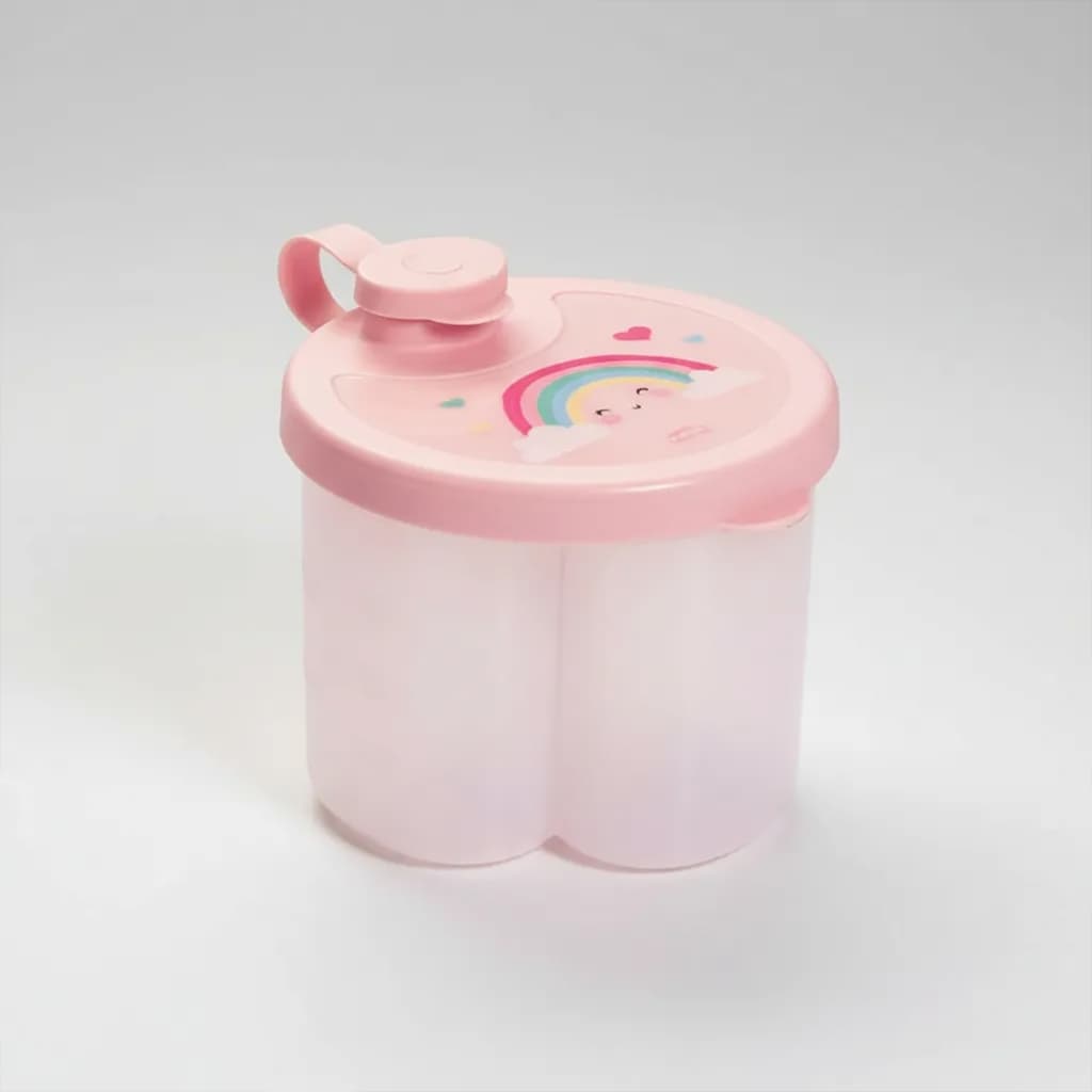 Dosador Plasútil Arco-Íris Rosa 300ml Porta Fórmula Infantil Com Divisão