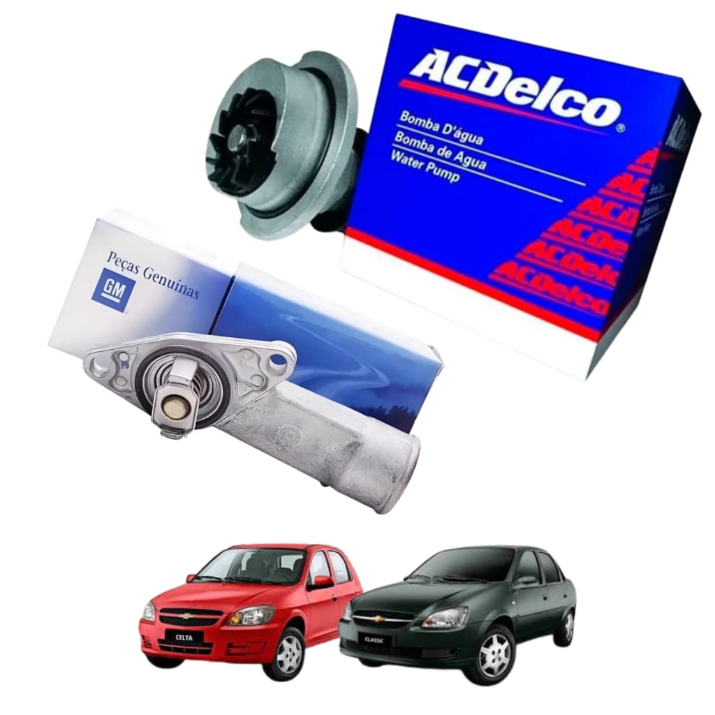 Kit Bomba Dágua e Válvula Termostática Original Acdelco Celta Corsa Classic