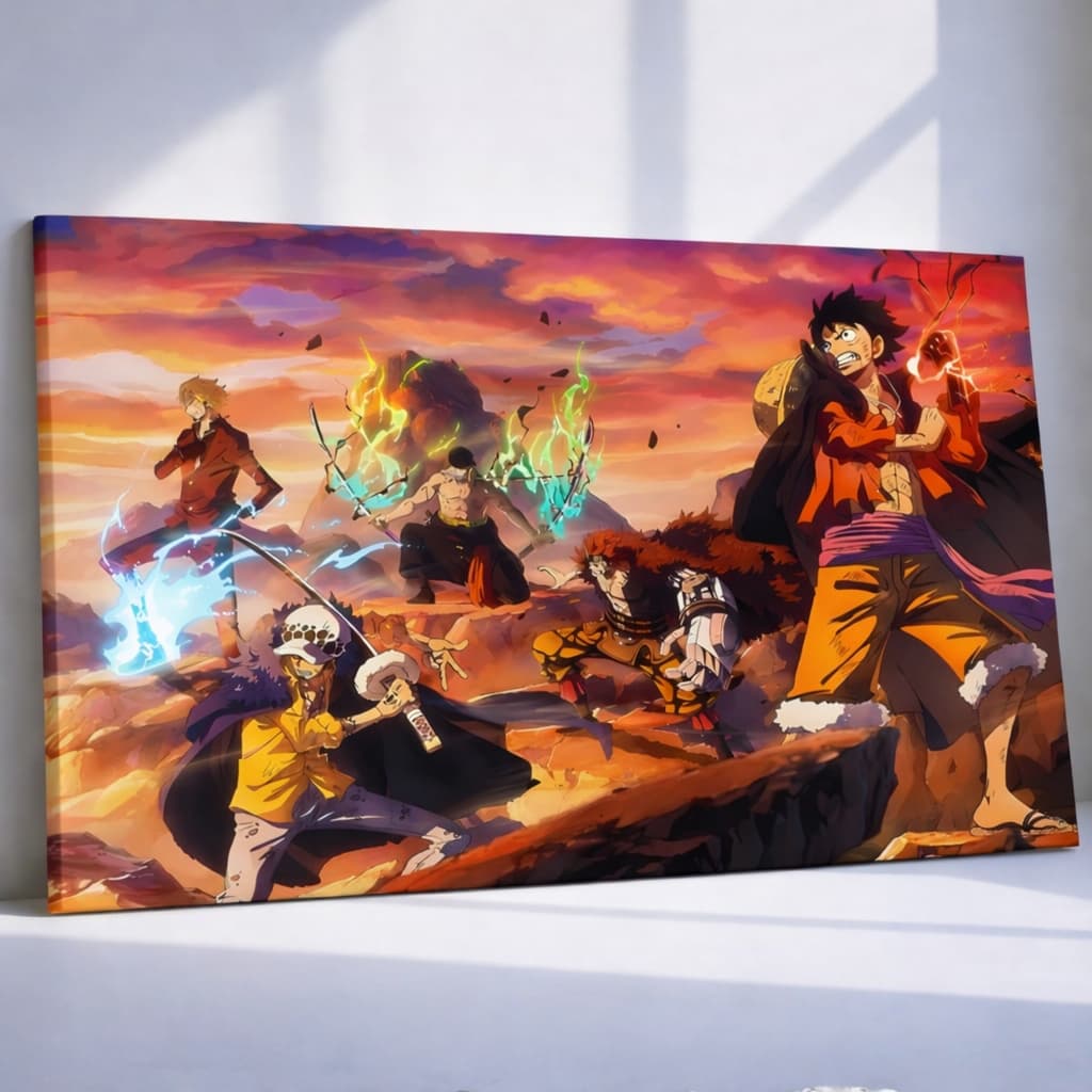 Quadro Decorativo One Piece Luffy Chapéu de Palha Zoro Sanji Onigashima Quarto Sala Vários Modelos