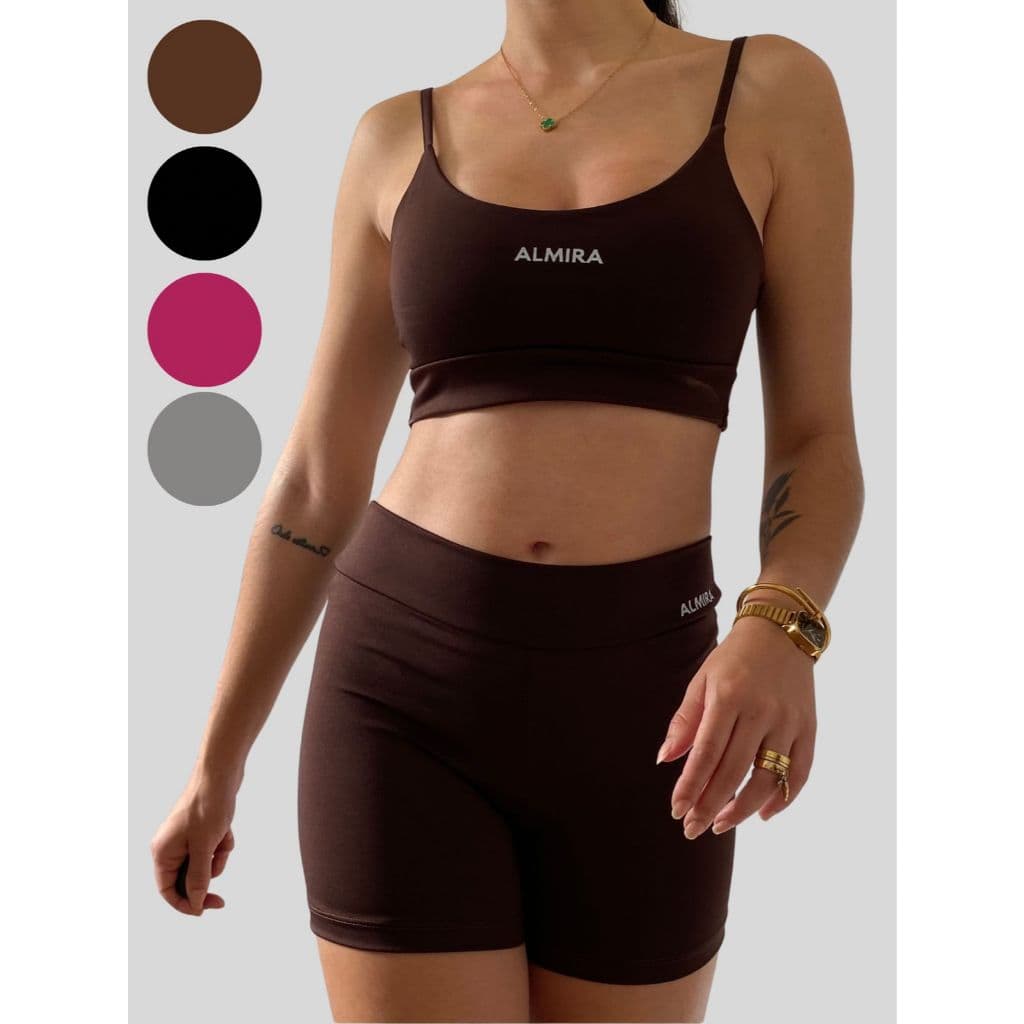 Conjunto Feminino Suplex Academia Treino Atividade Física Yoga Top Short Fitness