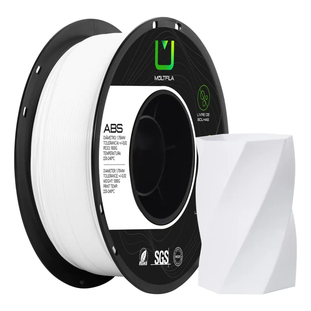 Filamento Abs Branco 1kg Multfila Para Impressora 3d 1.75mm