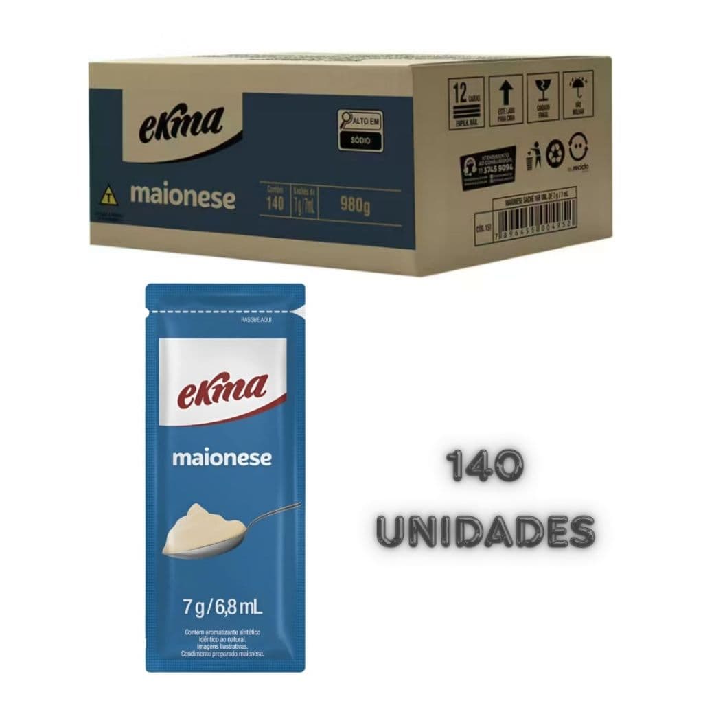 Maionese Molho Lanche Salada Sachê 7g Ekma - CX 140 Sachês