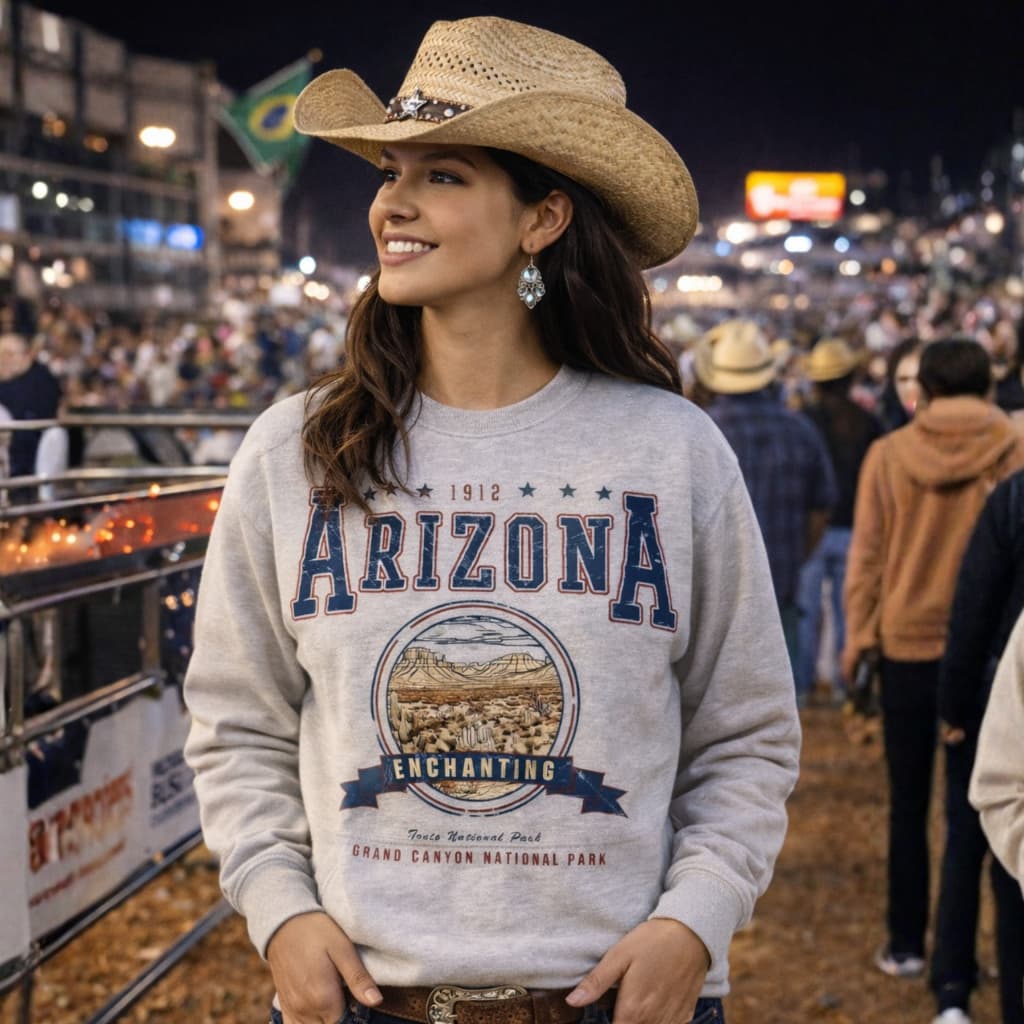 Moletom  de Frio unissex Gola Redonda e adulto Estampado Arizona Country Boiadeira