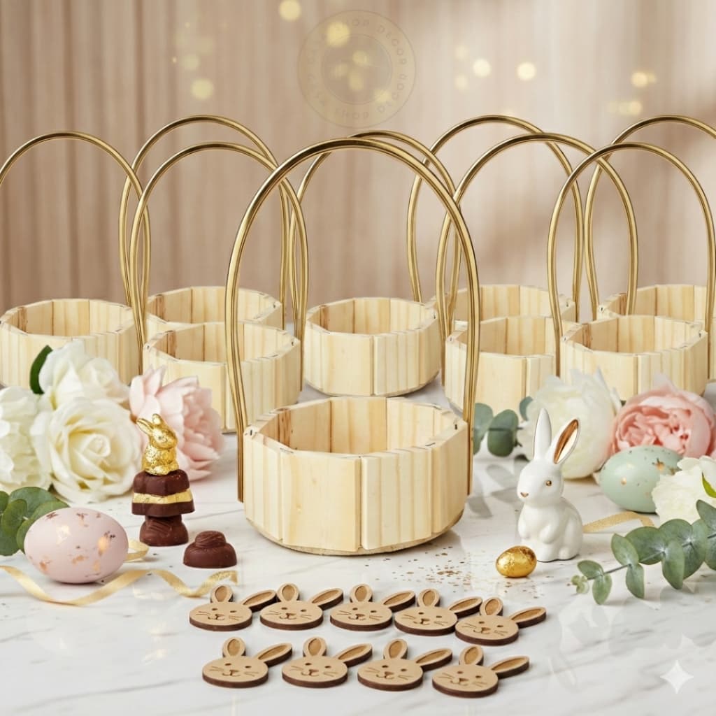 Kit Cestinhas de Páscoa Luxo com Brinde Coelhinho – Lembrancinha, Decoração e Presente Premium