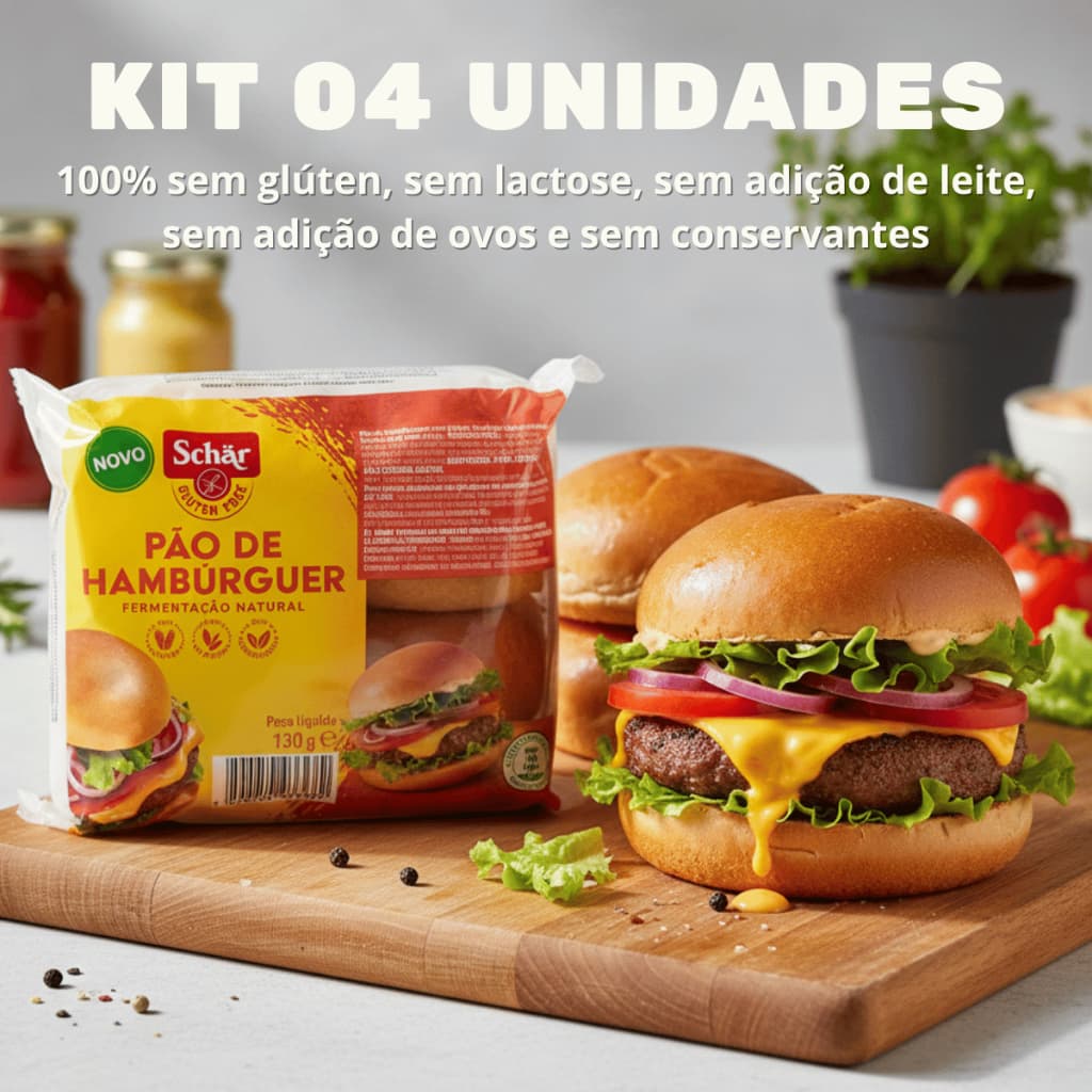 Kit 4 Pão de Hambúrguer Schär 130g Sem Glúten, Sem Lactose e Sem Conservantes