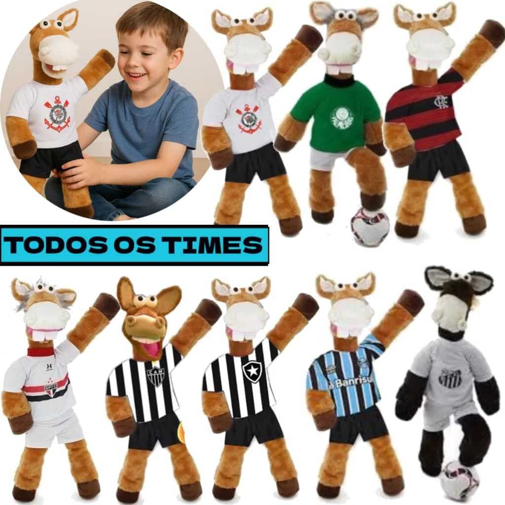 Pelúcia Cavalinho Grandão  60 cm Mascote Todos Os Times Brasil Serie A - NOVIDADE CAVALINHO