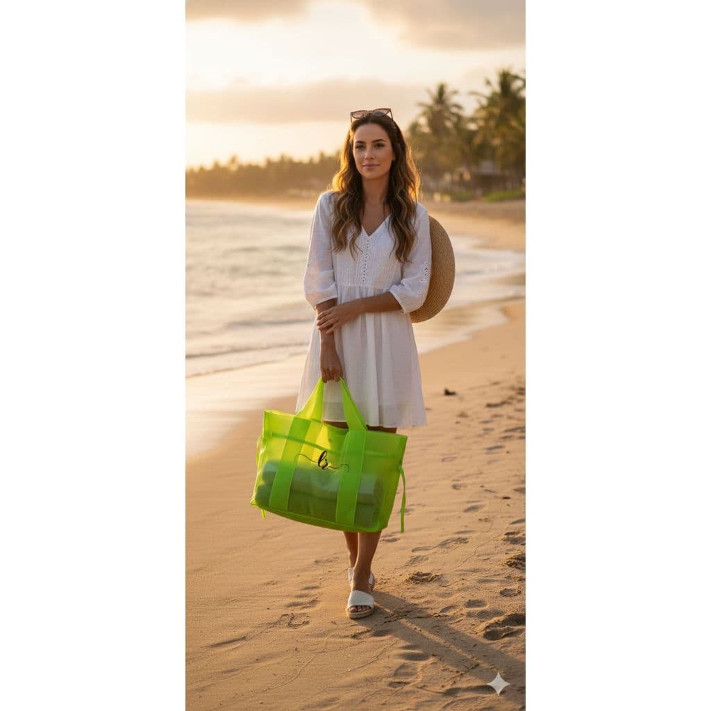 Kit Bolsa Sacola De Praia Piscina Verão Férias Silicone Botão com Nécessaire Personalizada Novidade Oferta