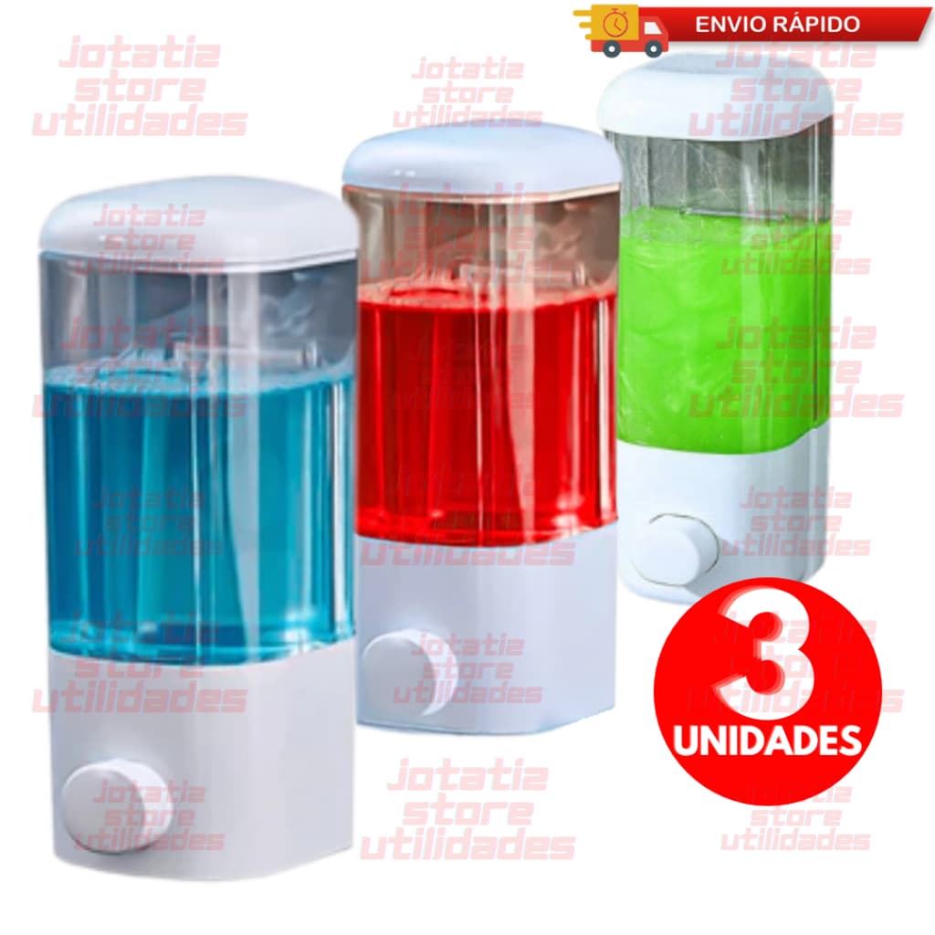 03/ 02/ 01 Dispenser De Parede Premium Porta Shampoo Condicionador Sabonete Detergente Com Ventosa Para Banheiro