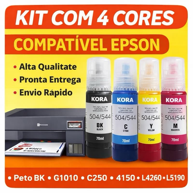 Kit 4 Tinta Impressora  504 / 544 Compatível  | 4 Cores 70ml | Alta Qualidade