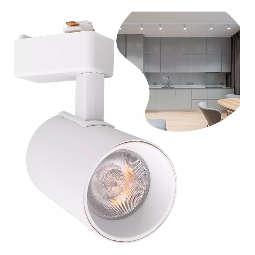 Spot LED Eletrificado 20W Branco Frio 6500K Bivolt Direcionável Iluminação de Trilho