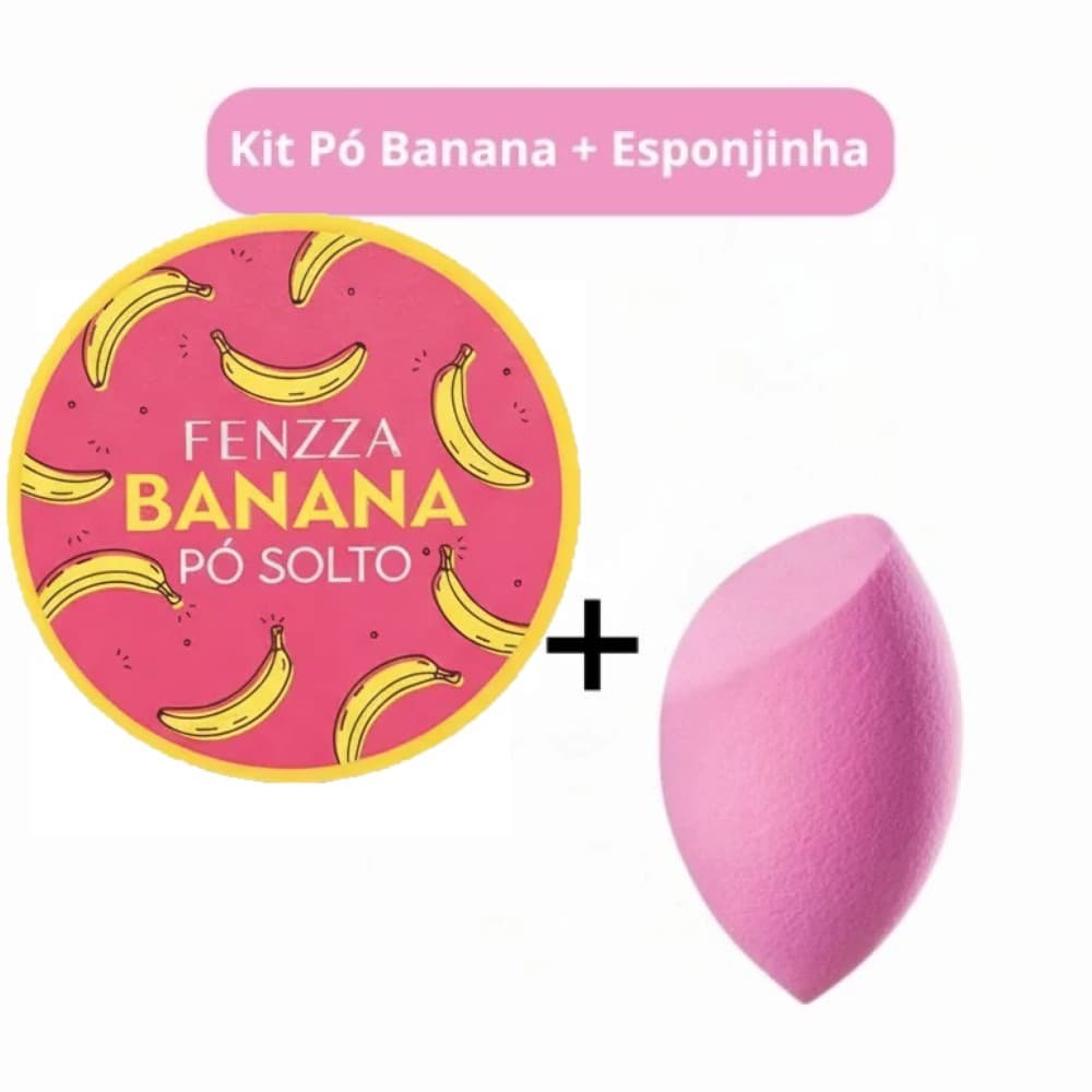 Pó Banana Com Esponja para Maquiagem - Kit Fenzza
