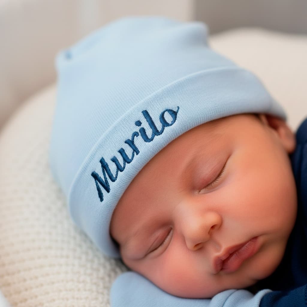 Kit Bebê Touca Personalizada e Luva Enxoval Maternidade Algodão 100% Premium Variedades em Cor