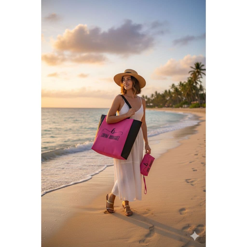 Kit Bolsa De Praia Sacola Silicone Impermeável Passeio Piscina Parque + Necessaire Oferta