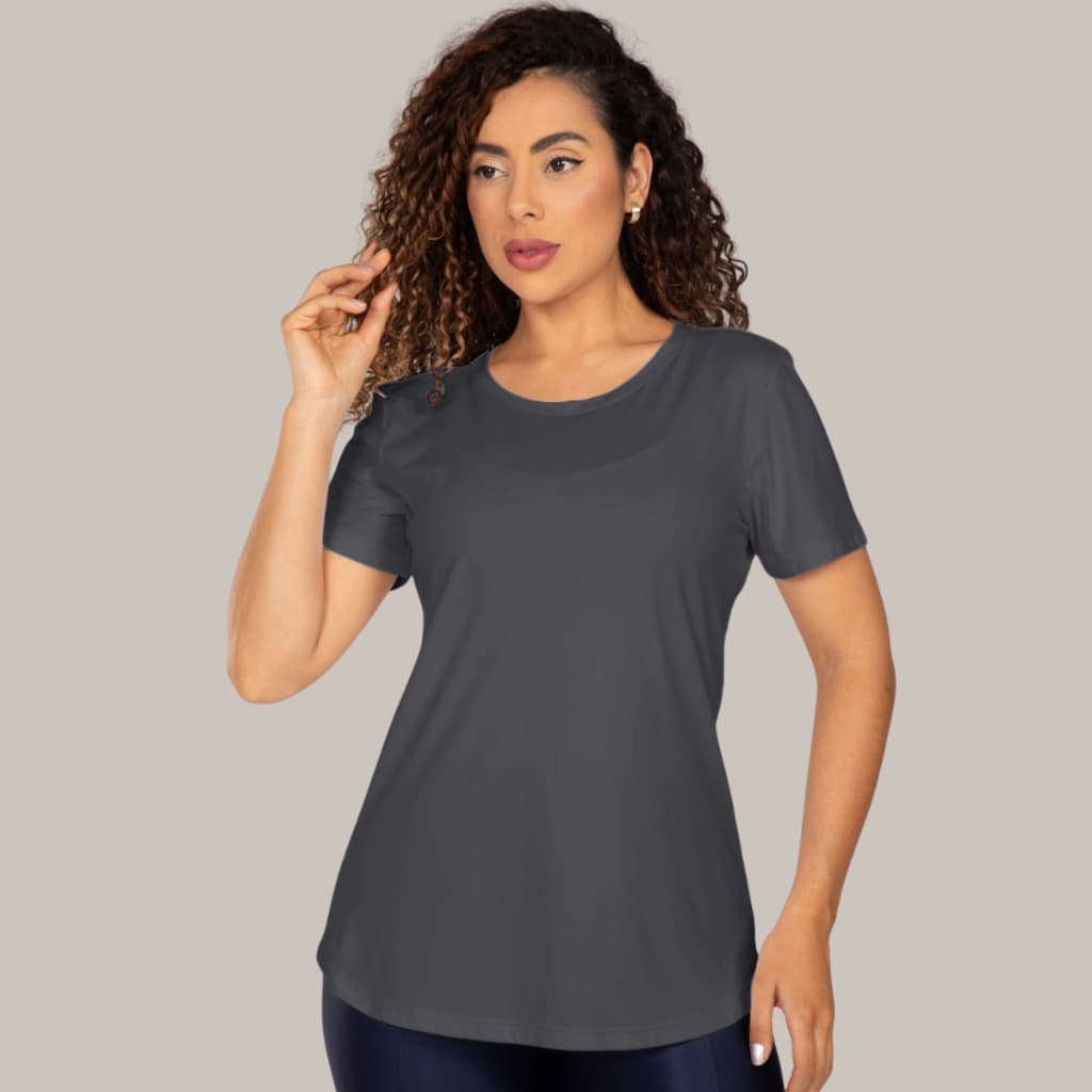 Camiseta Fit Manga Curta Treino Corrida Tecido Gelado Academia Blusa Treino Casual Básica Feminina