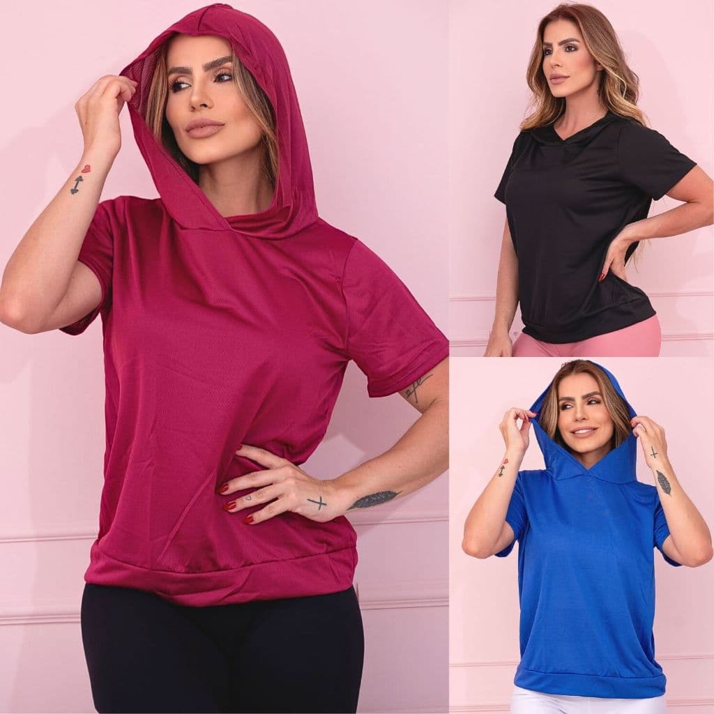 Blusa Fitness Dry Fit para com Capuz Fresquinha Para Treinar Caminhada Casaco Roupa de Academia