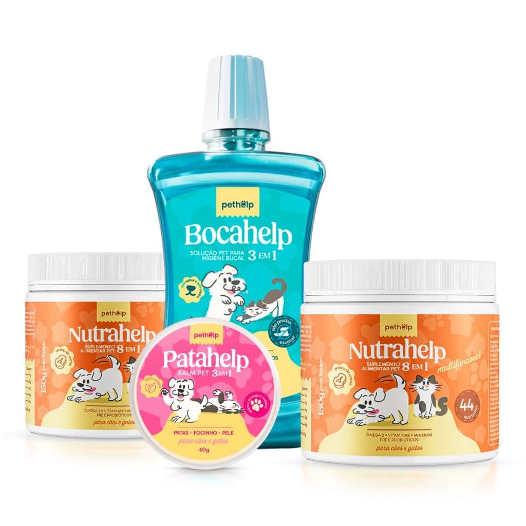 Kit 2 Nutrahelps, 1 Patahelp E 1 Bocahelp Suplementos Pets
