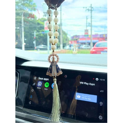 Terço  Nossa Senhora Aparecida Para Retrovisor Católico Dezena Carro