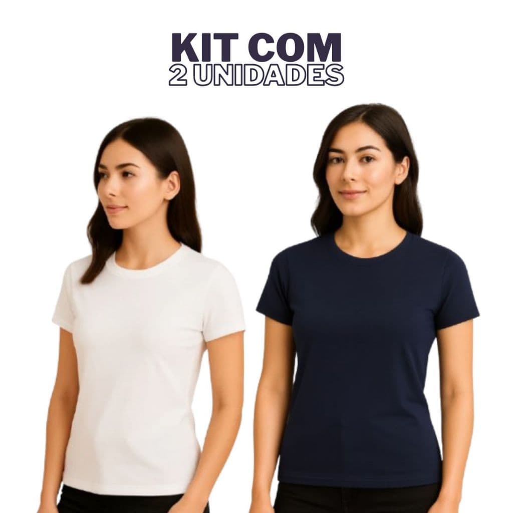 Kit Com 2 Camisetas Baby look Blusa Básica Lisa 100% algodão Fio 30.1 PREMIUM Sortidas