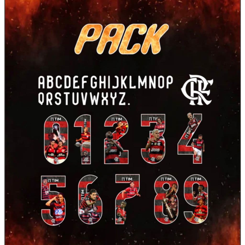 Fonte em termocolante para personalizar camisas de time e seleções