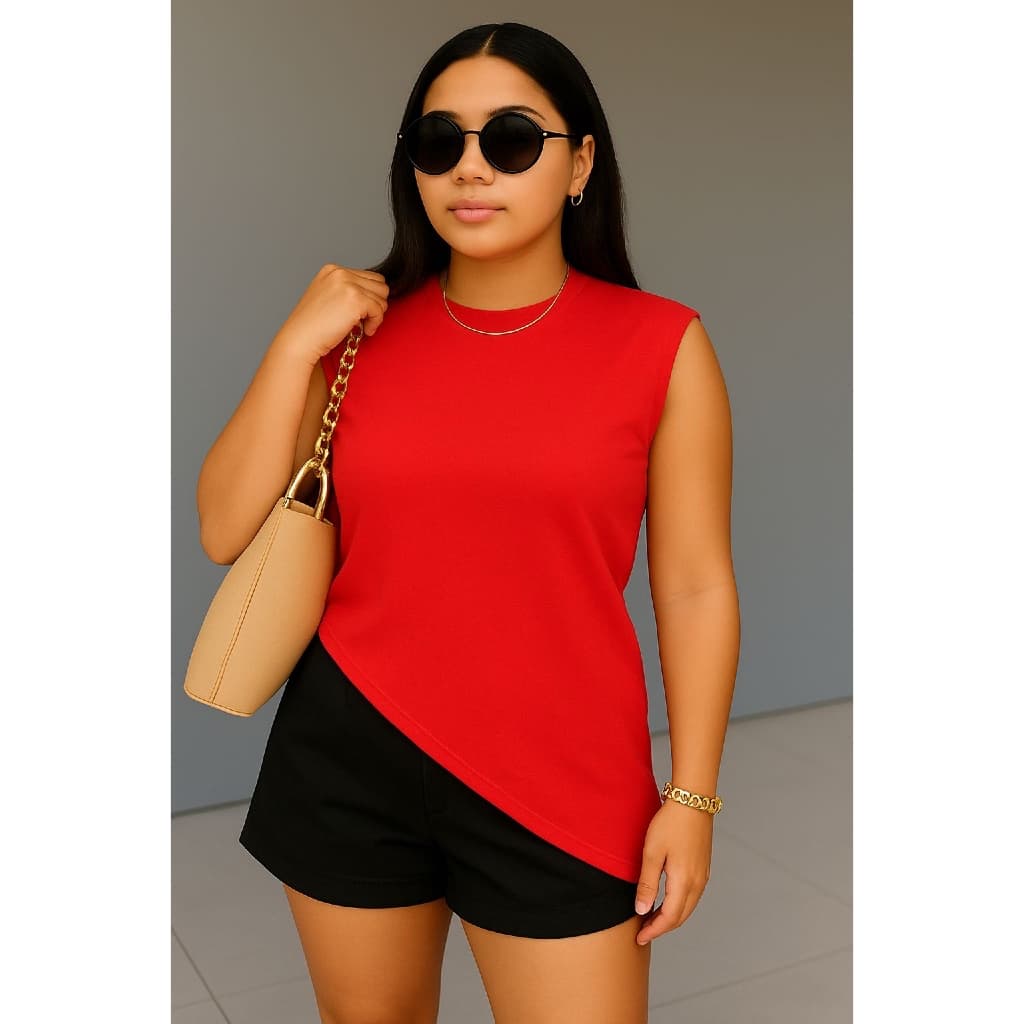 Blusa Feminina Muscle Tee Assimétrica 100% Algodão