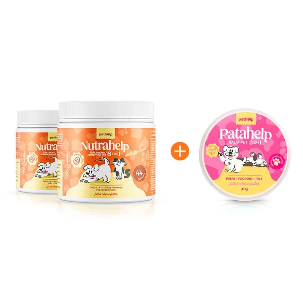 Kit 1 Patahelp E 2 Nutrahelp Cuidados Para Pets