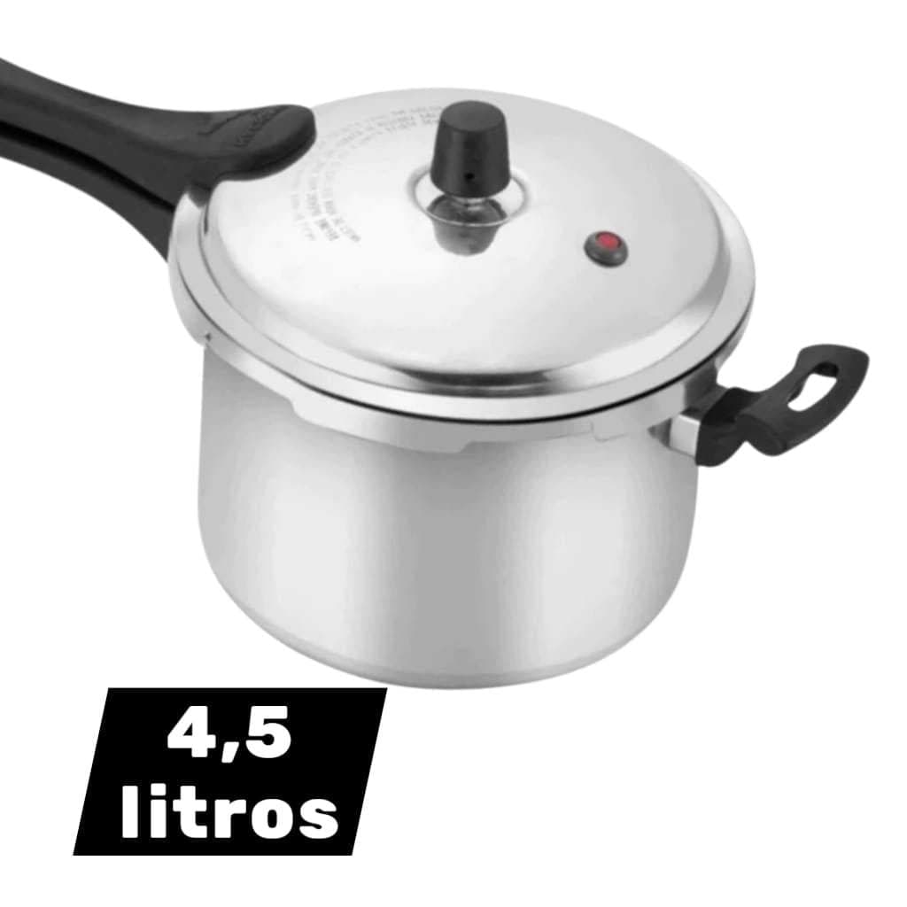 PANELA DE PRESSÃO PRESAO POLIDA 4,5 L FECHAMENTO EXTERNO ASJ + ENVIO RÁPIDO E SEGURO