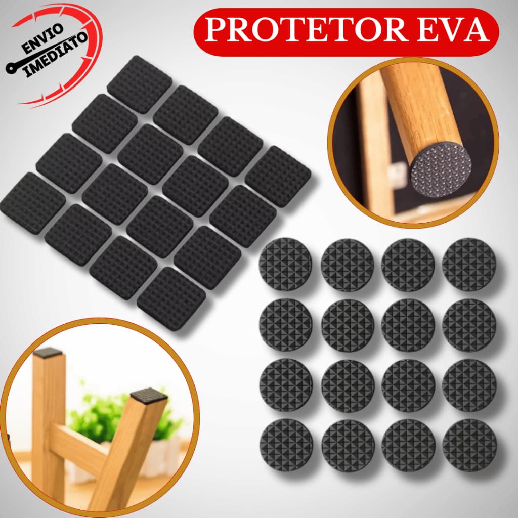 Kit Protetores Pé Feltro Protetor EVA Cadeira Sofá Mesa Auto Adesivo Redondo Quadrado