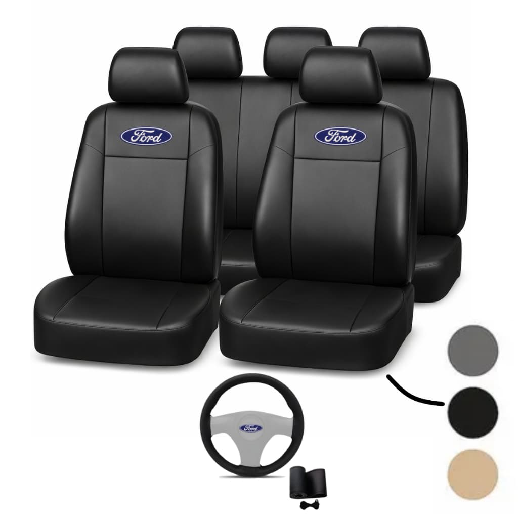Jogo capa de banco carro de couro grosso Ford Ecosport Fiesta Hatch Sedan Ka Focus
