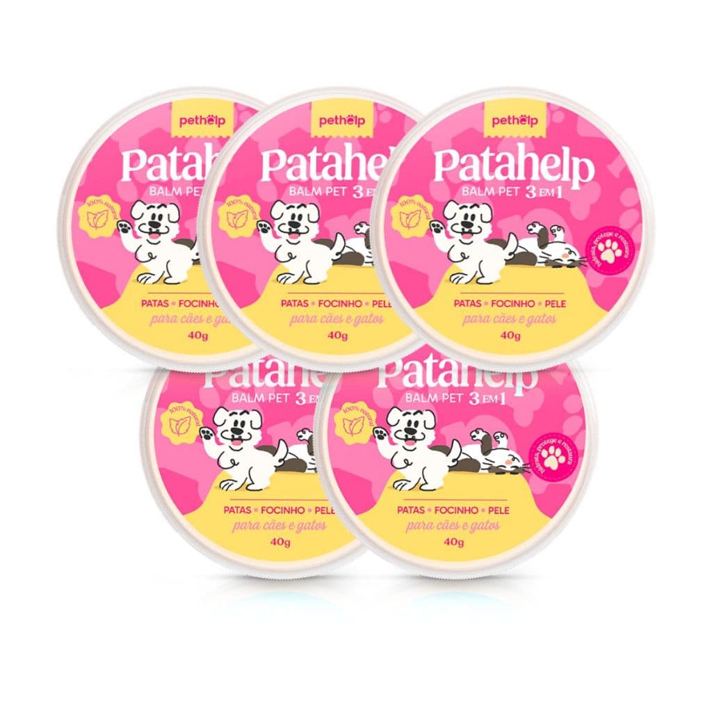 Kit Com 5 Patahelps Balm Hidratante Para Pets