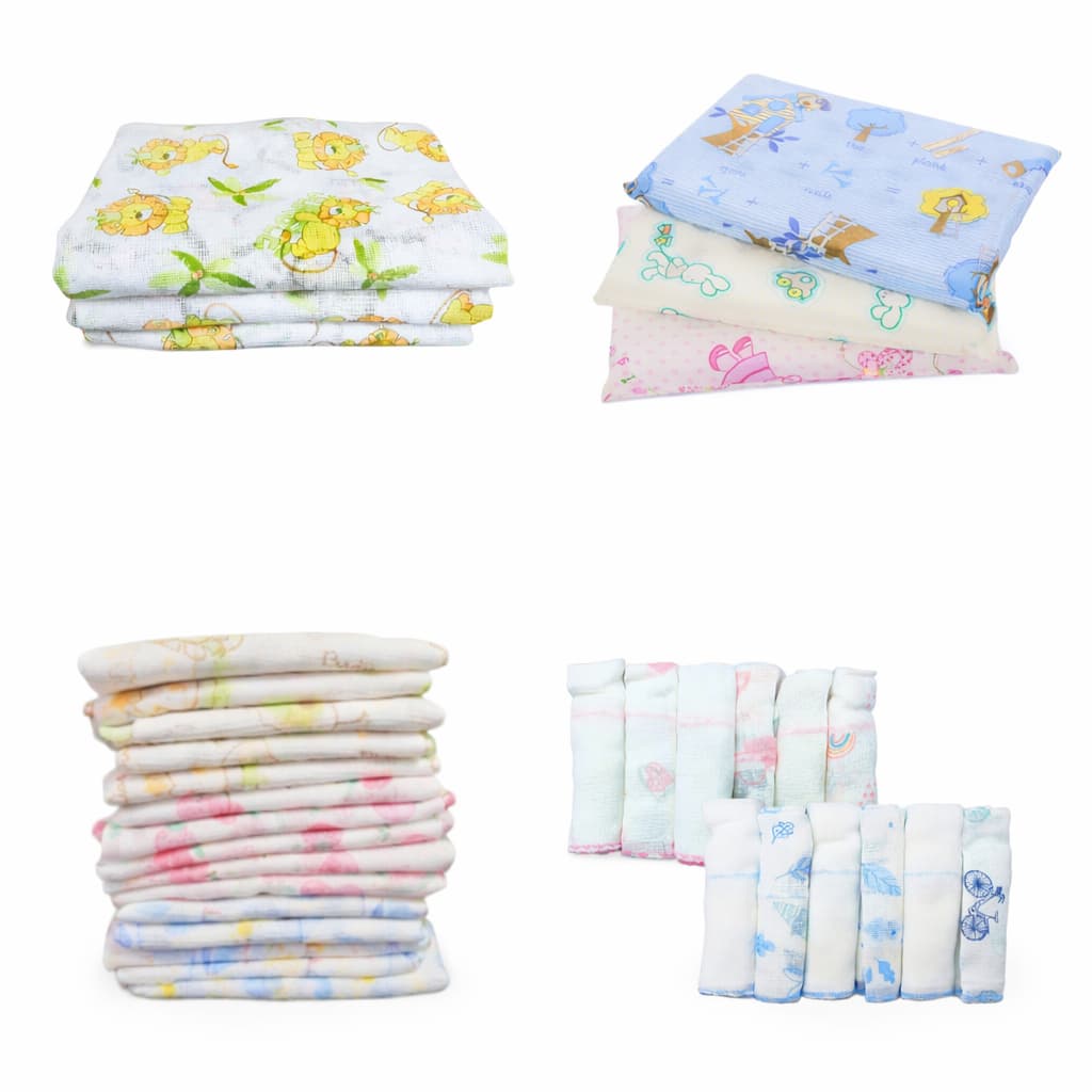 Kit Enxoval Bebê Completo 35 Peças | Fralda de Pano + Toalha Fralda + Pano de Boca + Travesseiro | Chá de Bebê RN