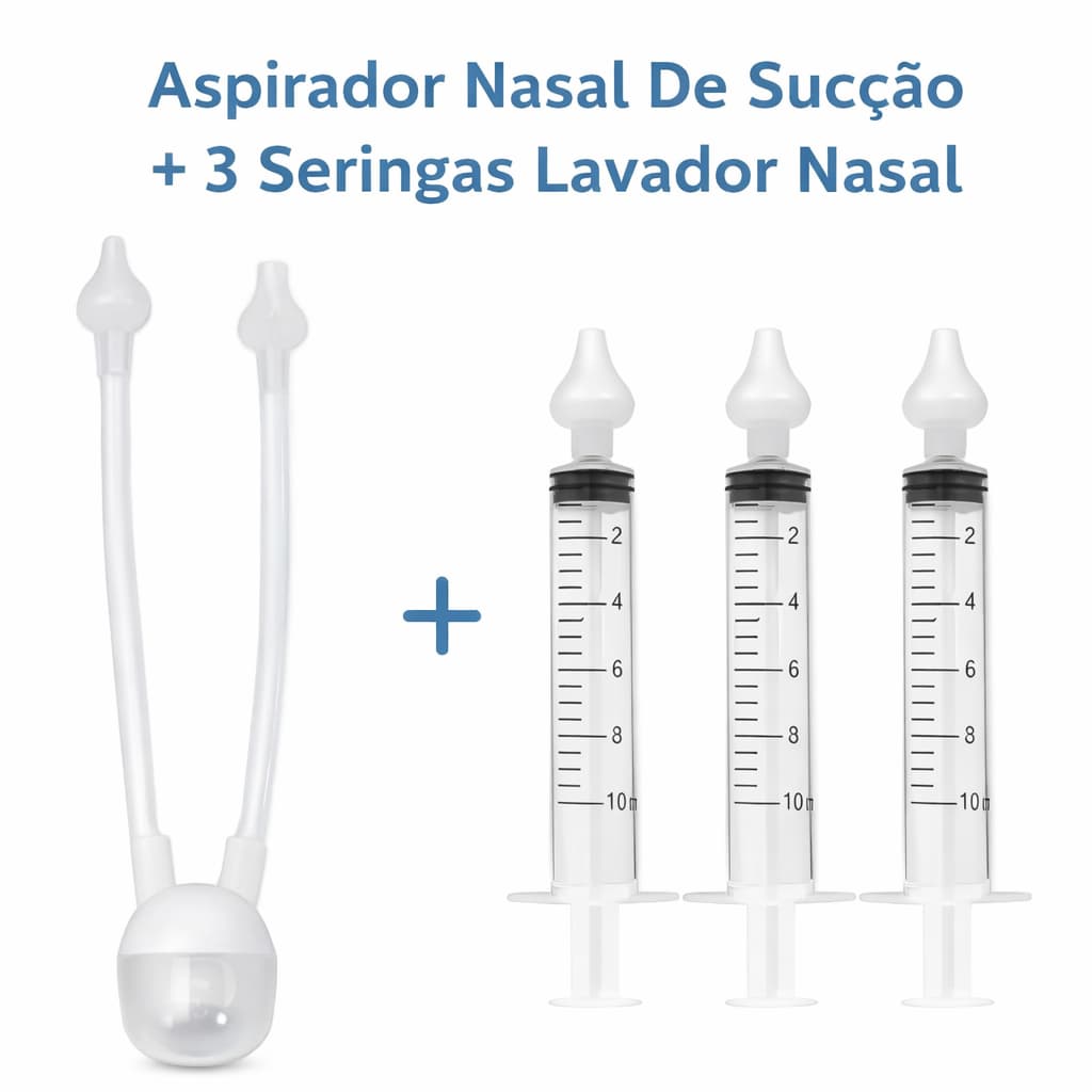 KIT Bebê Higiencio Aspirador Nasal De Sucção + 3 Seringas Lavador Nasal Buba